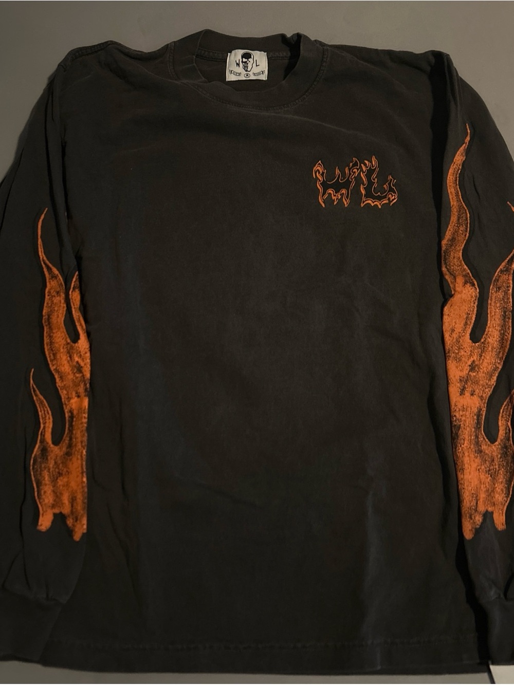 Warren Lotas Black Long-Sleeve Flame Graphic Tee - Orange Flame